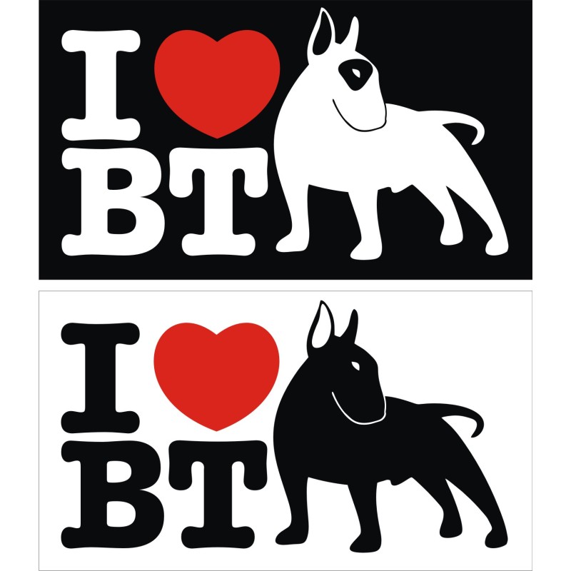 Stickers autocollant Aime bull terrier