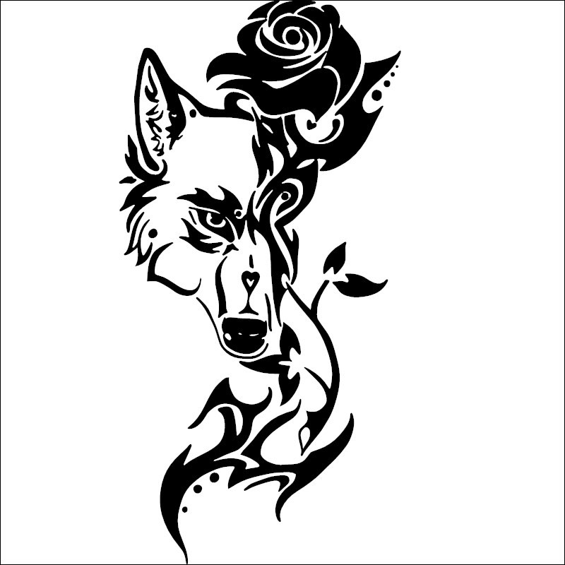 Tète de Loup et rose tribal